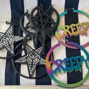 Punk Goth Witchy hoop Statement Earrings